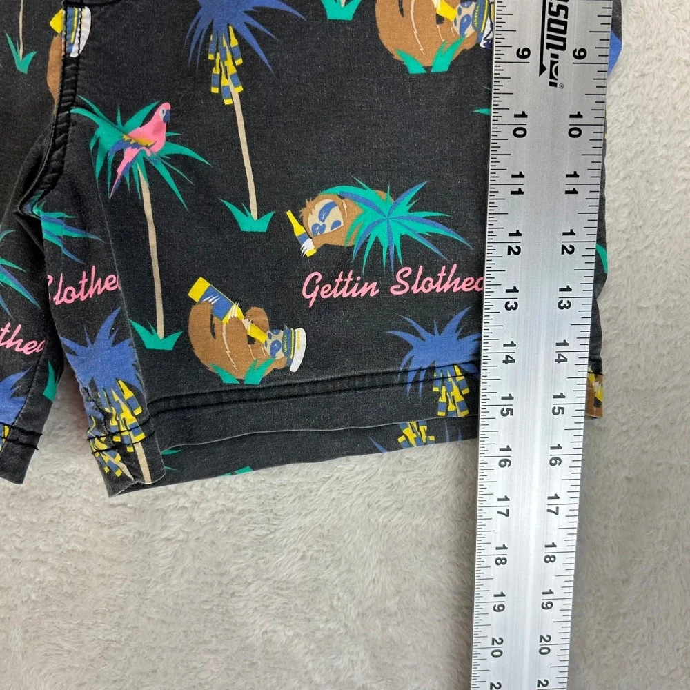 Party Pants Gettin Slothed Swim Trunks Shorts Mens M Black Palm Tree Graphic